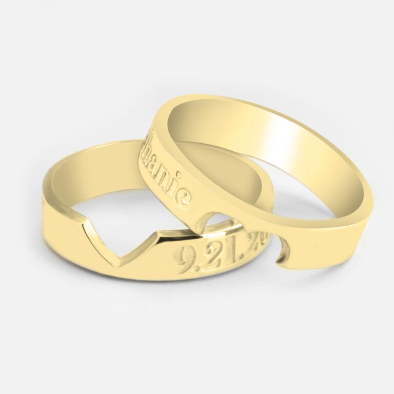 Personalized Heart Cutout Ring Set