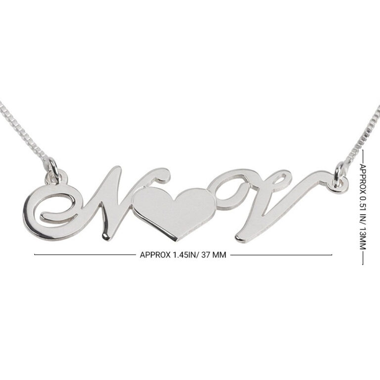 Heart initials necklace