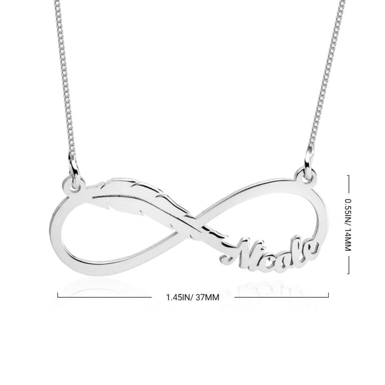 Infinity Feather Name Necklace