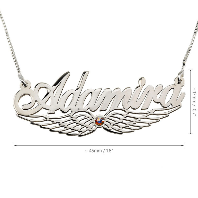 Angel Wing Birthstone Name Necklace