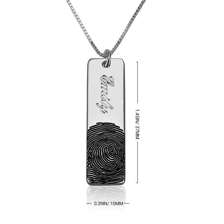 Fingerprint Name Bar Necklace