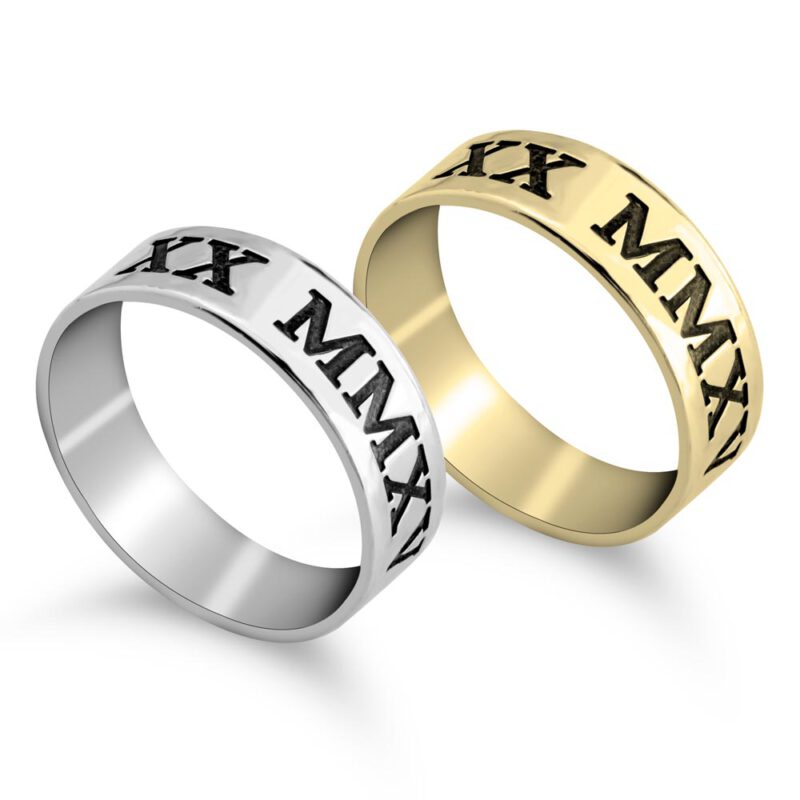 טבעת ספרות רומיות בחריטה אישית