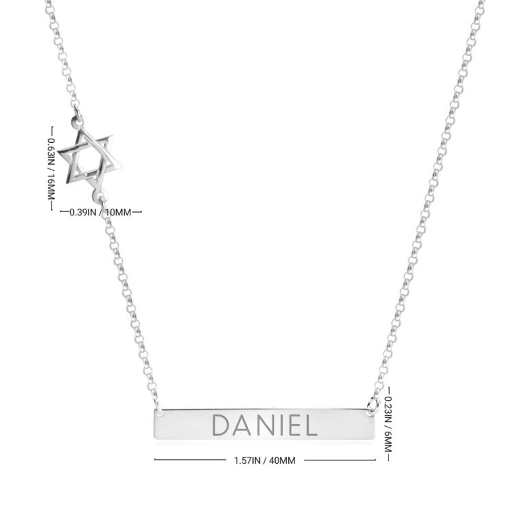 Bar Necklace with Star of David Charm