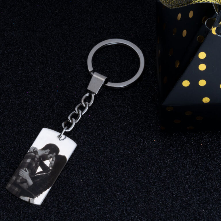 Dog Tag Picture Keychain