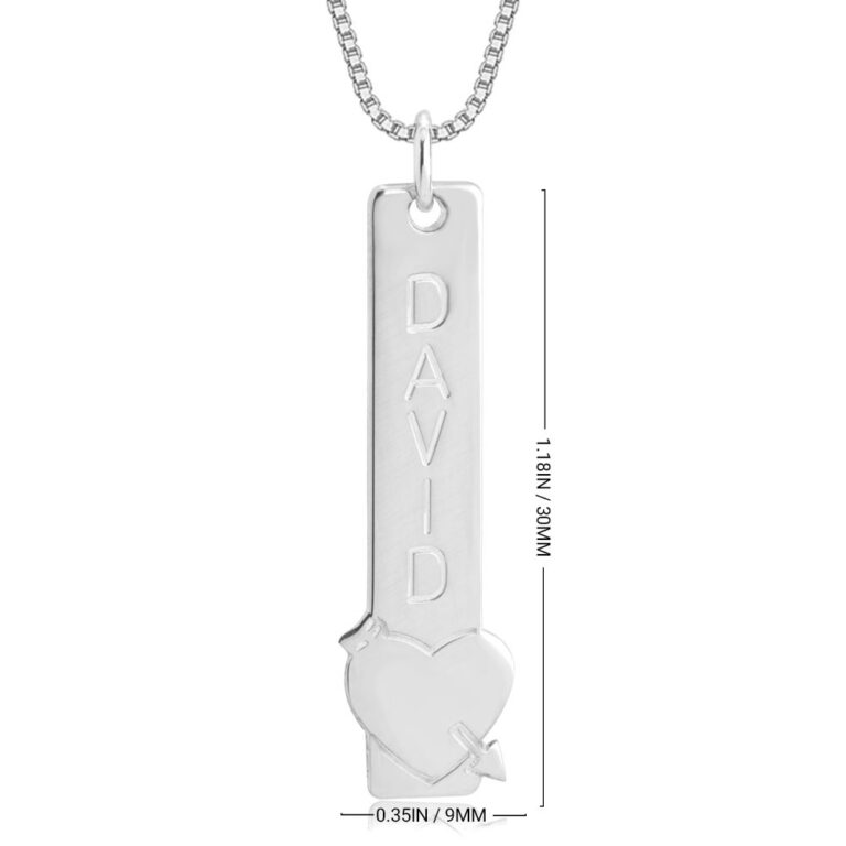 Engraved Heart Bar Necklace