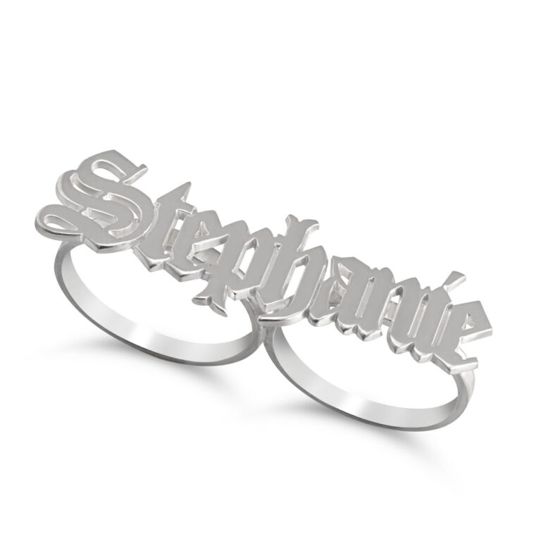 Old English Two Finger Name Ring