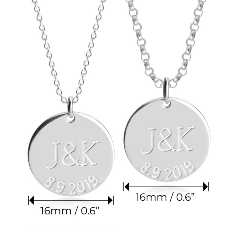 Couples Necklace Set With Initials & Anniversary Date