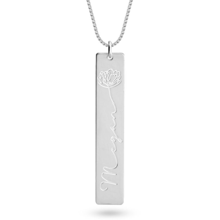 Engraved Name Necklace With Flower