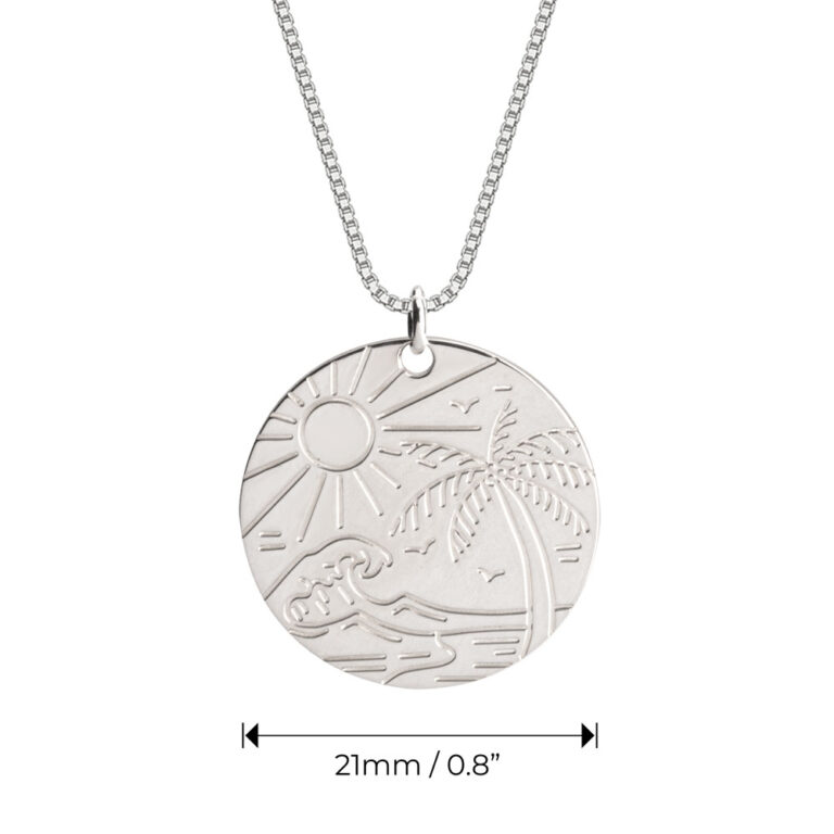 Back And Front Engraved Vacation Necklace