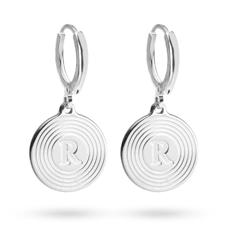 Circle Earrings with Letter