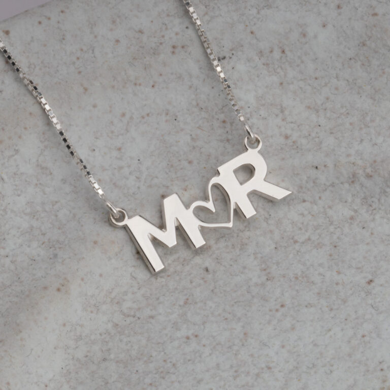 Double Initial Necklace with Heart