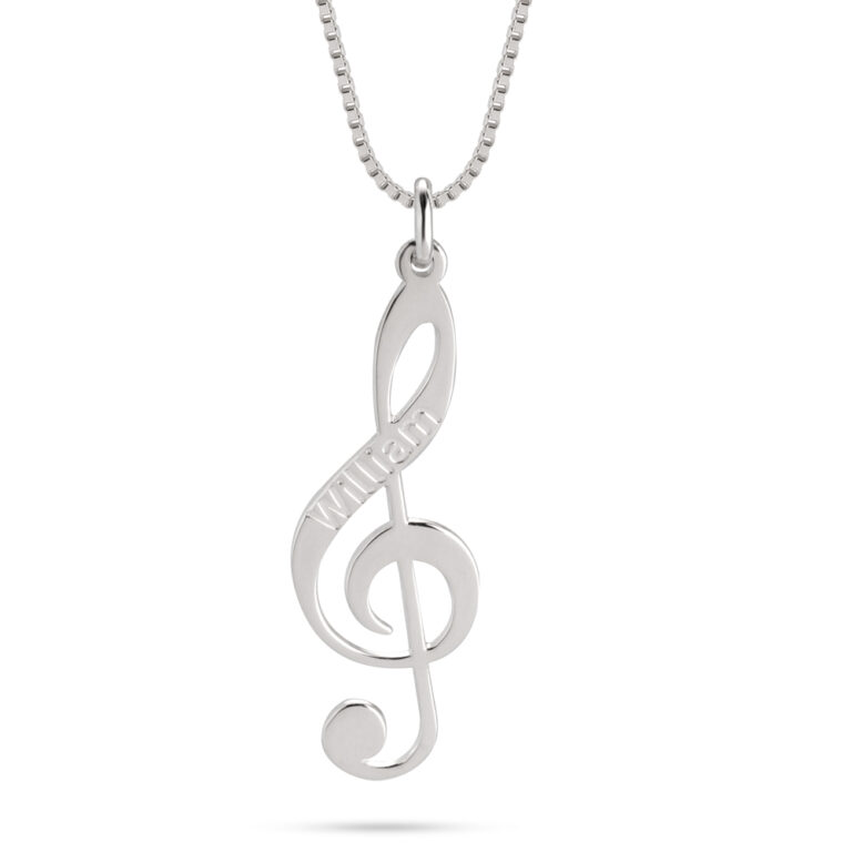 Engraved Music Note Necklace