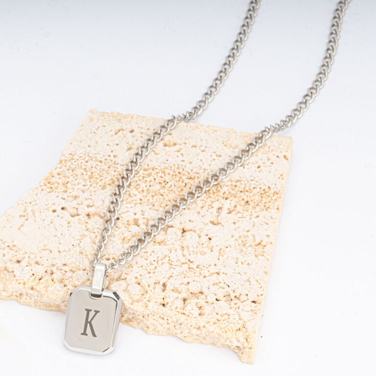Custom Initial Tag Necklace For Men - Stainless Steel