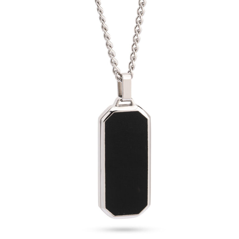 Enamel Black Tag Necklace - Hidden Message