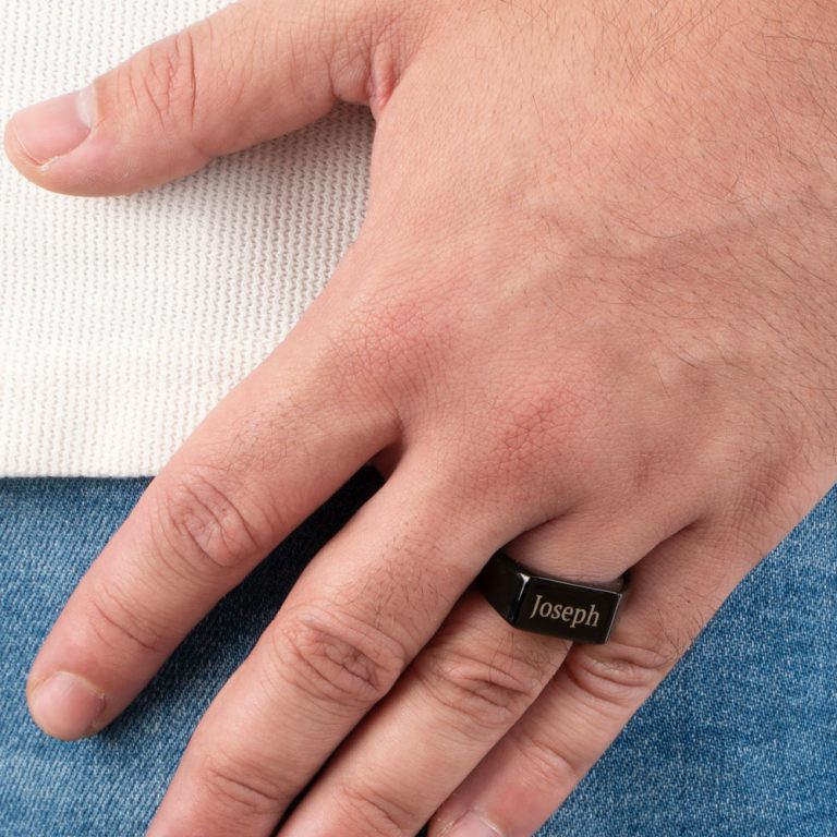 Black Custom Signet Ring For Men