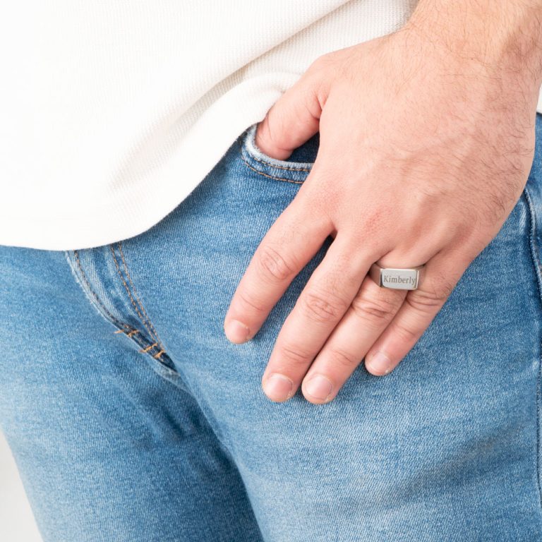 Custom Signet Ring For Men in Silver