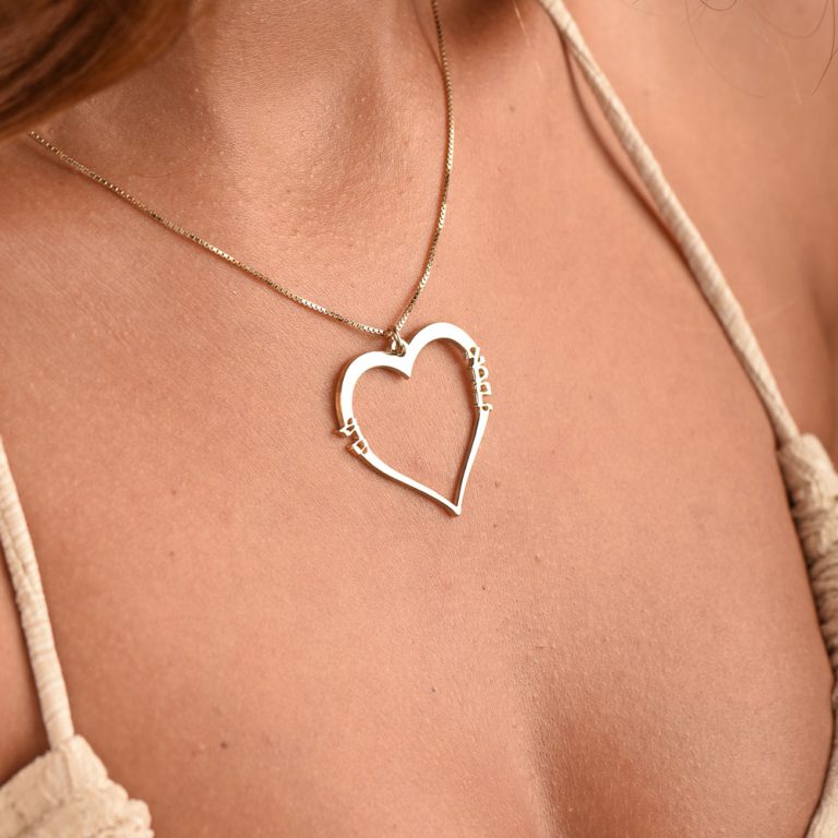 Heart Hebrew Name Necklace