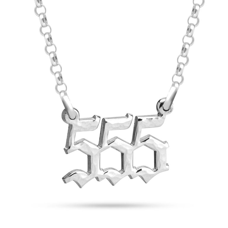 Hammered Angle Numbers Necklace