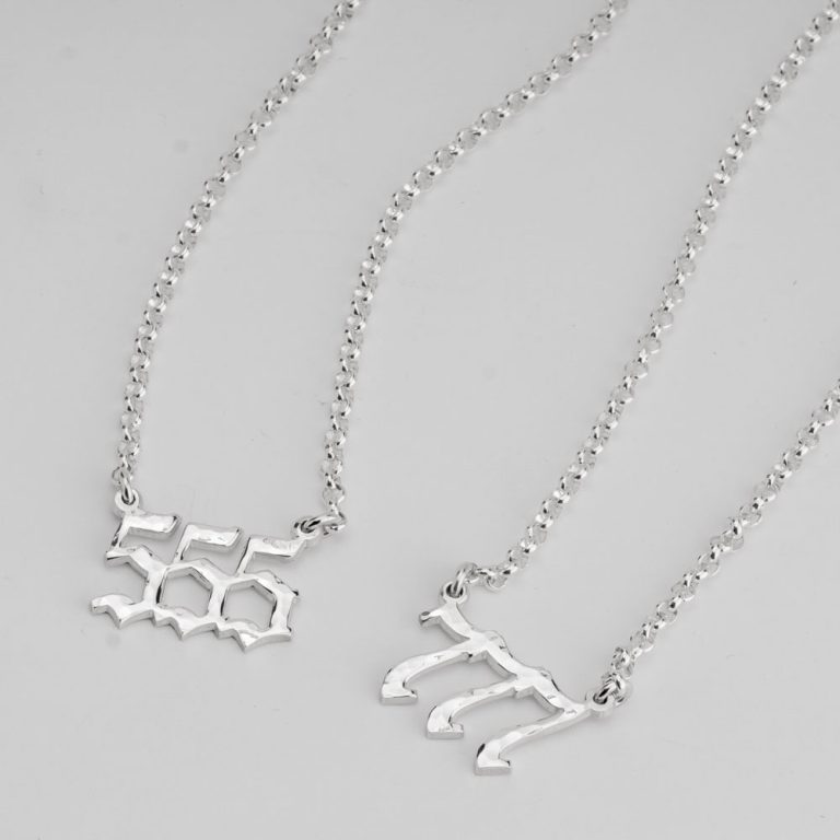 Hammered Angle Numbers Necklace