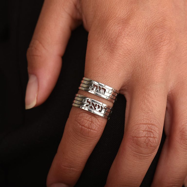 Cutout Hebrew Name Ring - Wall Texture