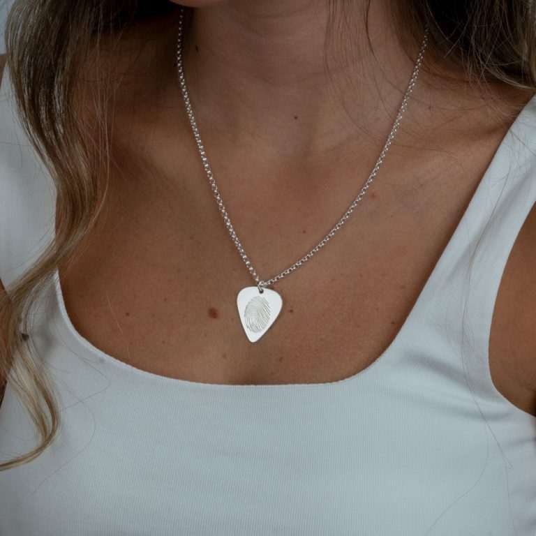 Guitar Pick Fingerprint Necklace