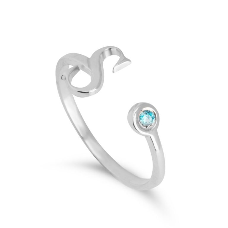 Initial Promise Ring With Birthstone