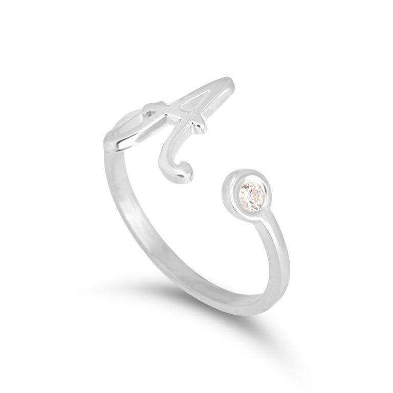 Cursive Initial Ring with Birthstone