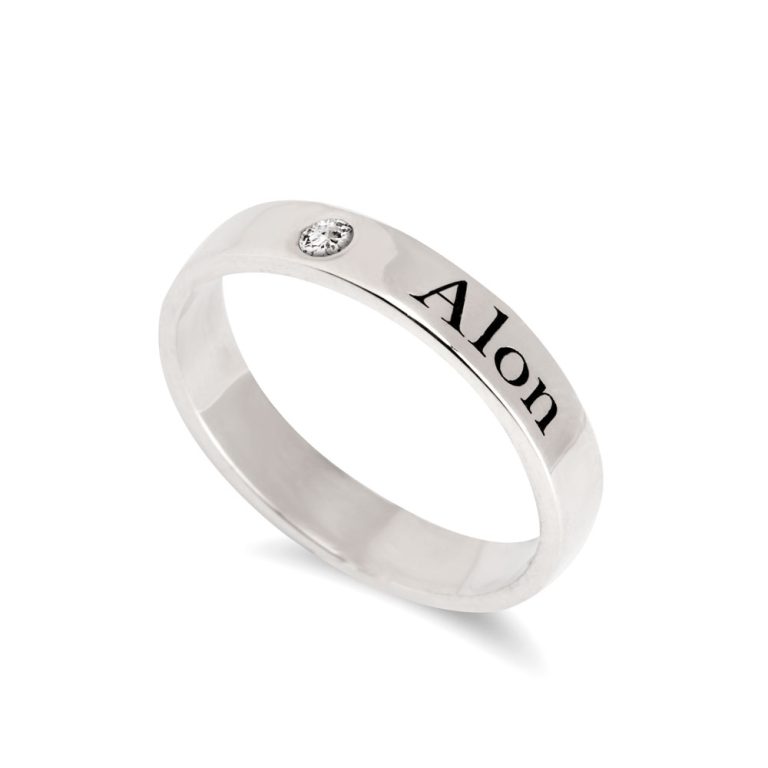 Engraved Birthstone Promise Ring