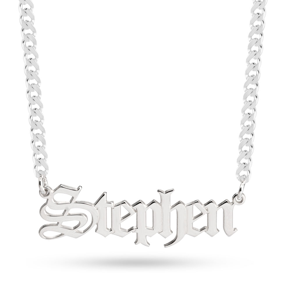 Cuban Gothic Men's Name Necklace