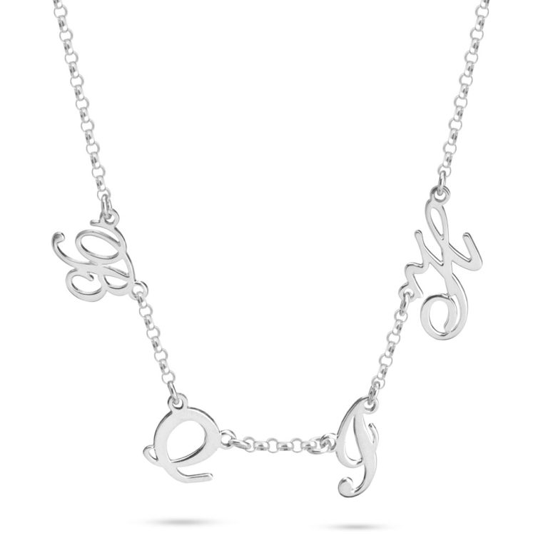 Multiple Initial Necklace for her - cursive