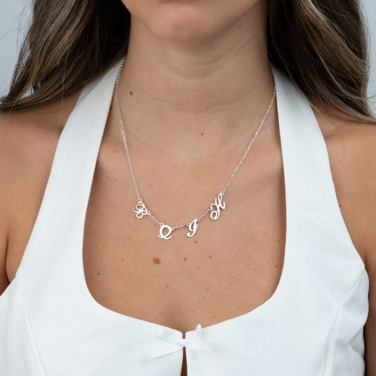 Multiple Initial Necklace for her - cursive