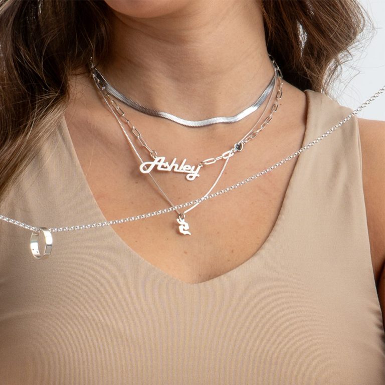 Paperclip Name Necklace with Heart Charm